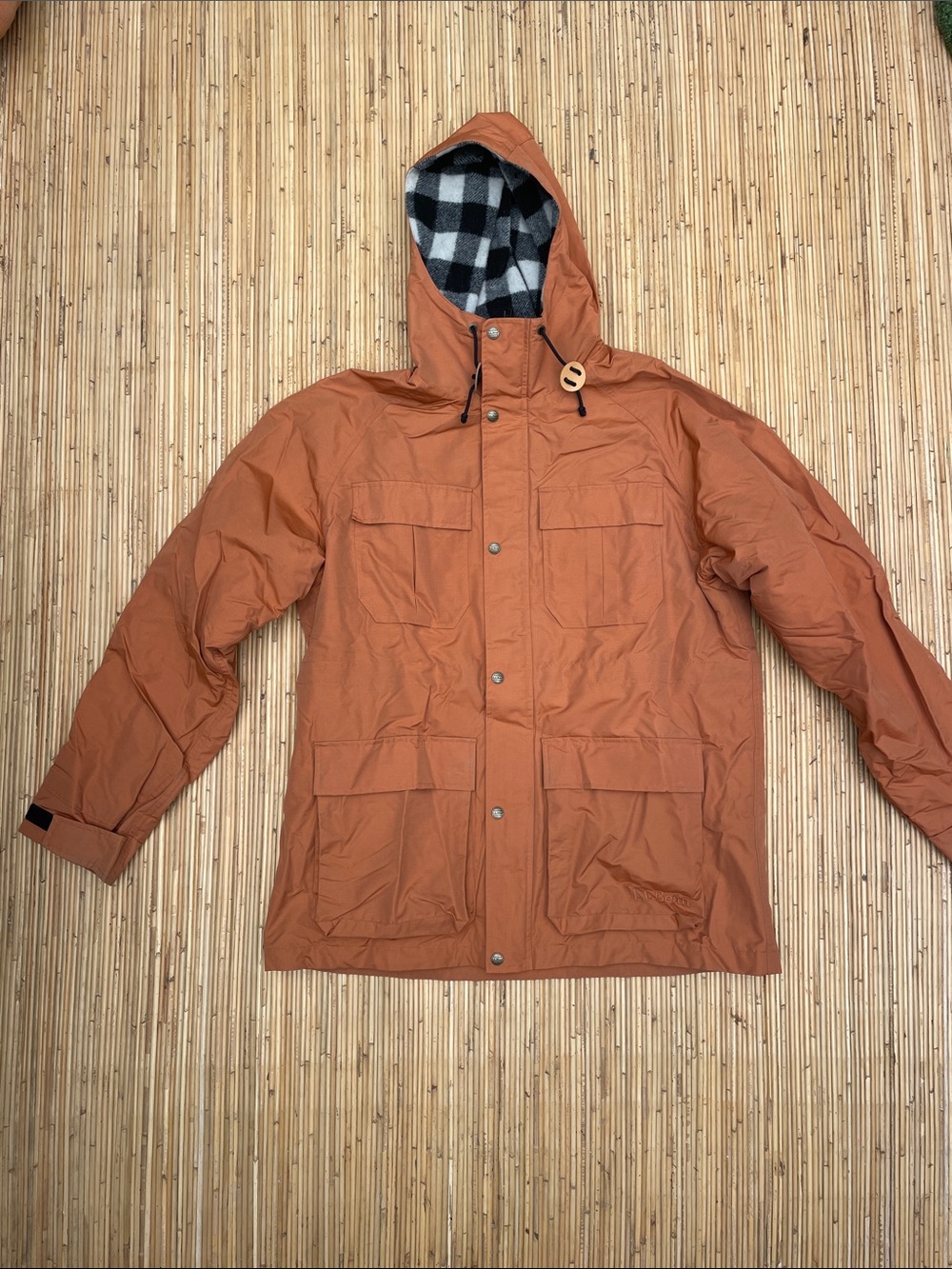 L.L. Bean Men's Hooded Raincoat in Rust
